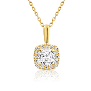 14K Yellow Gold Cushion-Cut Pendant Necklace, with 18" Cable Chain