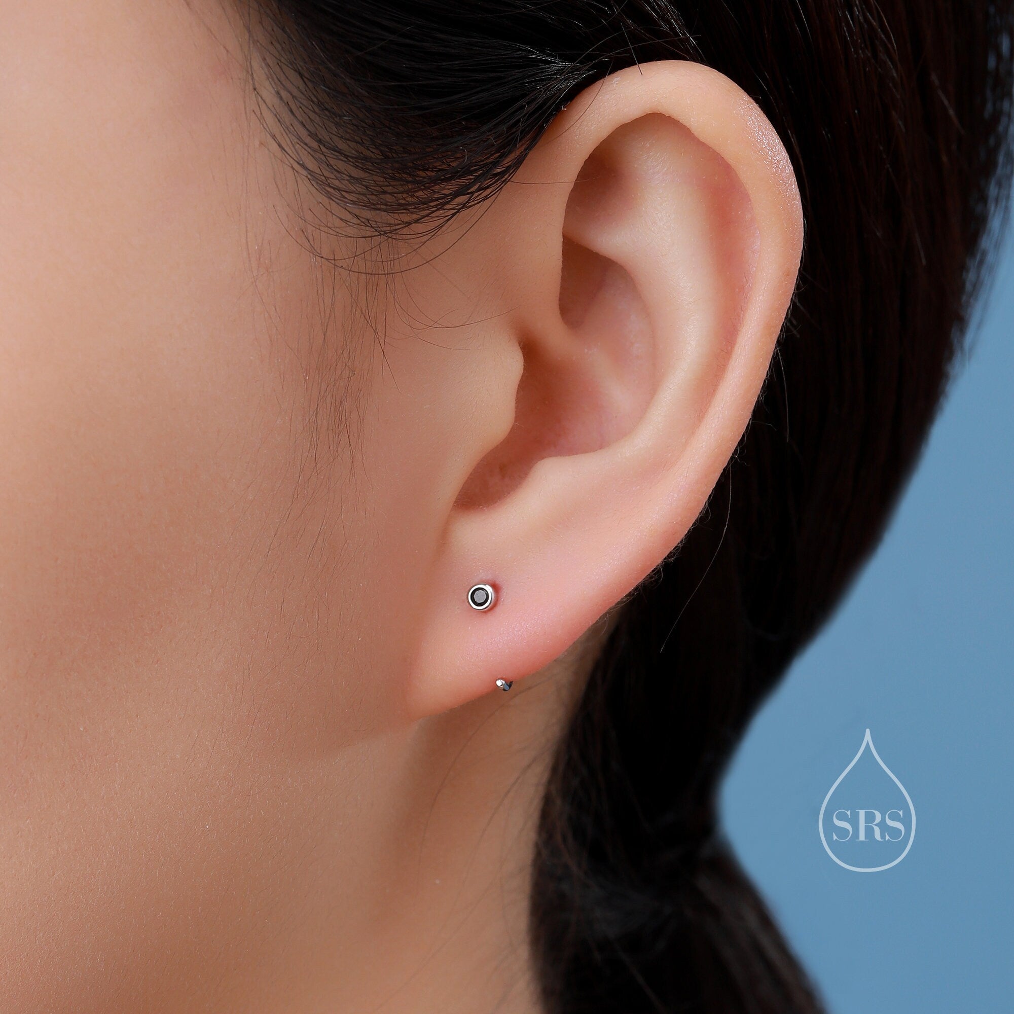 2Mm Diamond CZ Huggie Hoop Earrings in Sterling Silver, Silver, or Gold, Half Hoop, Open Hoop, Pull Through, Dainty Earrings
