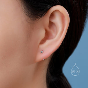 2Mm Diamond CZ Huggie Hoop Earrings in Sterling Silver, Silver, or Gold, Half Hoop, Open Hoop, Pull Through, Dainty Earrings