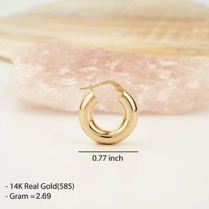 Stunning 14K Solid Gold Chunky Thick Hoop Earrings - Timeless Elegance.