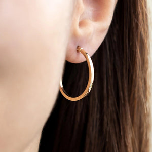 14K Gold Dainty Hoop Earrings - 34mm Large Real Gold Hoops for Women.