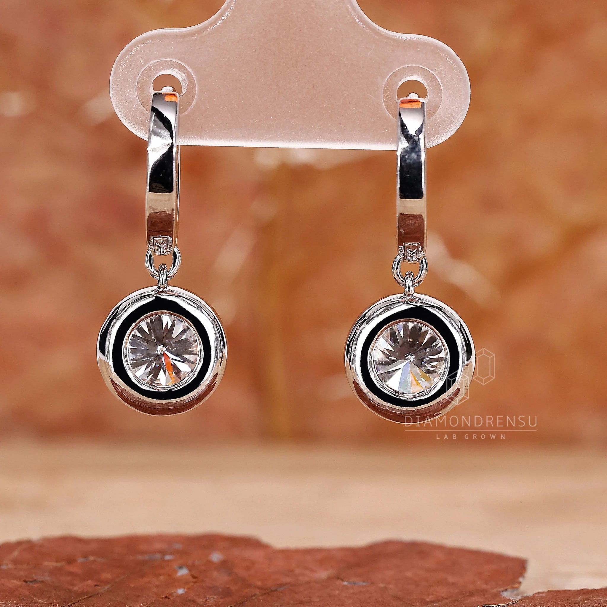 Round Diamond Dangle and Drop Earrings for Women, 1 to 2 Ct Lab Grown Diamond Earrings, Gifts for Women, Halo Diamond Earrings, Gift for Her