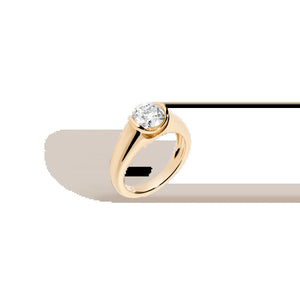 1Ct round Lab Grown Diamond Floating Signet Ring NikNenz™ Premium Gold & Diamonds