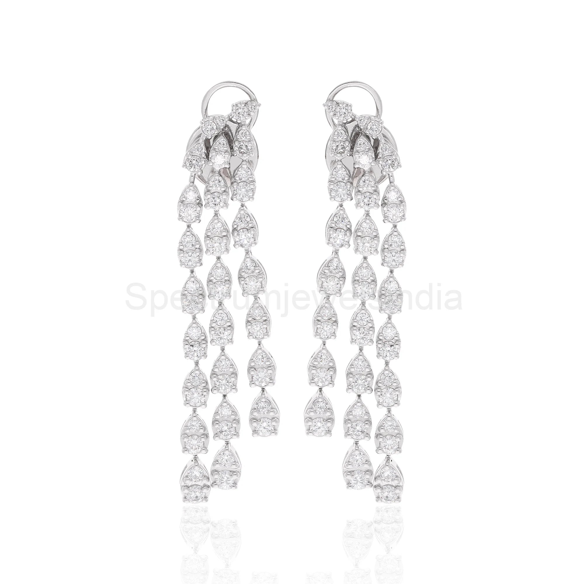 Lab Grown Diamond Chandelier Drop Earrings, 14K Solid Gold Bridal Dangle Earrings, Statement Earrings, Cluster Earrings, Bridesmaid Gift