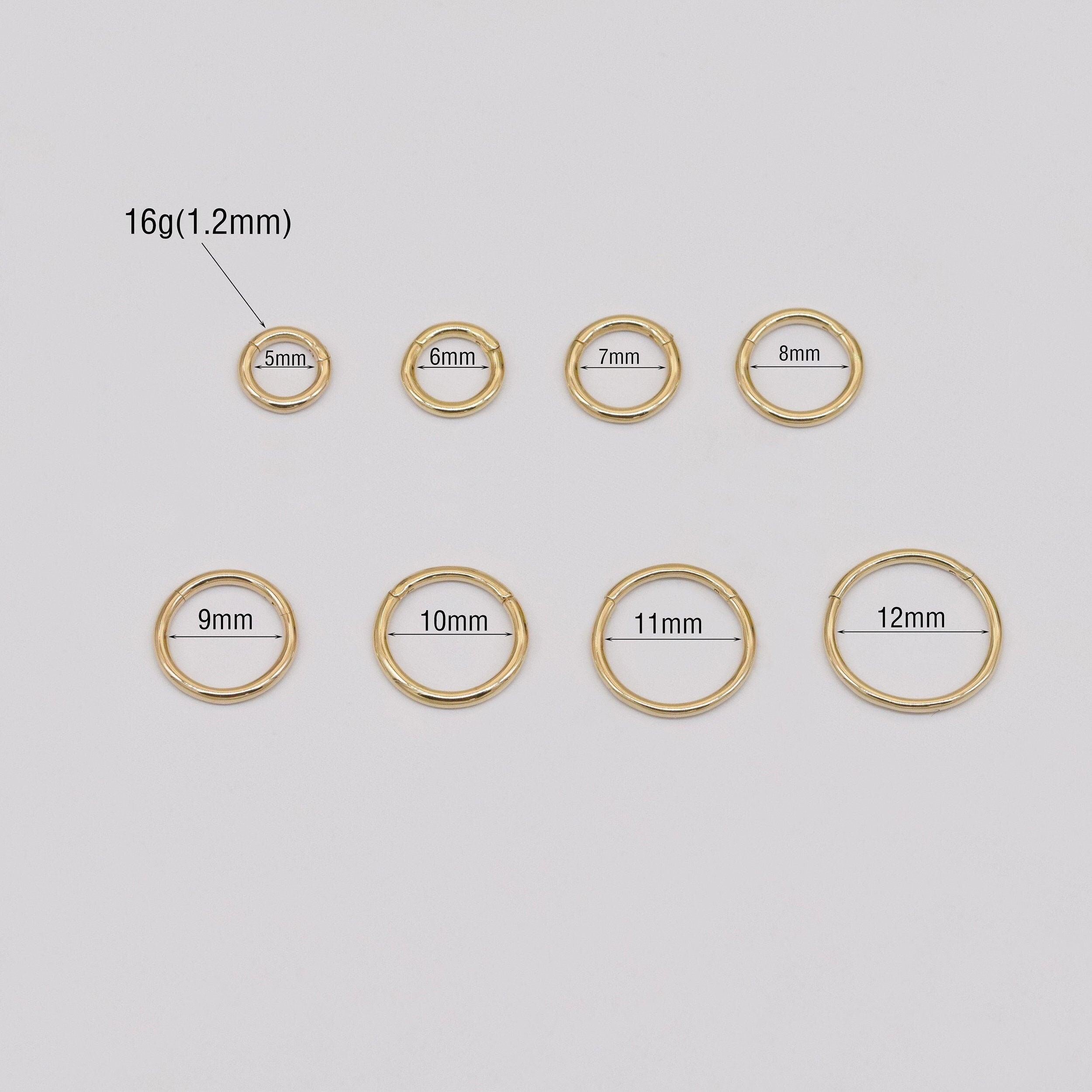 Elegant 14K Solid Gold Hinged Huggie Hoop Earrings & Nose Ring for Cartilage, Tragus, Helix, and Conch Piercings - Available in 16G & 18G.