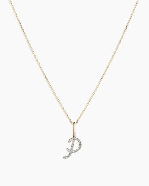 Diamond Script Alphabet Charm Necklace