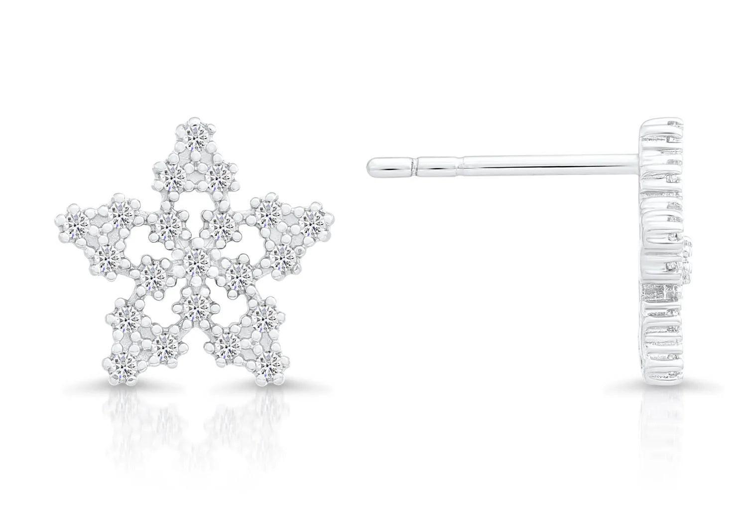 Sparkling CZ Star Stud Earrings in Premium Sterling Silver.