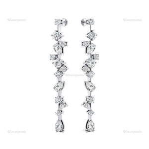 Lab Created Diamond 14Kt White Gold Long Drop Bridal Earrings