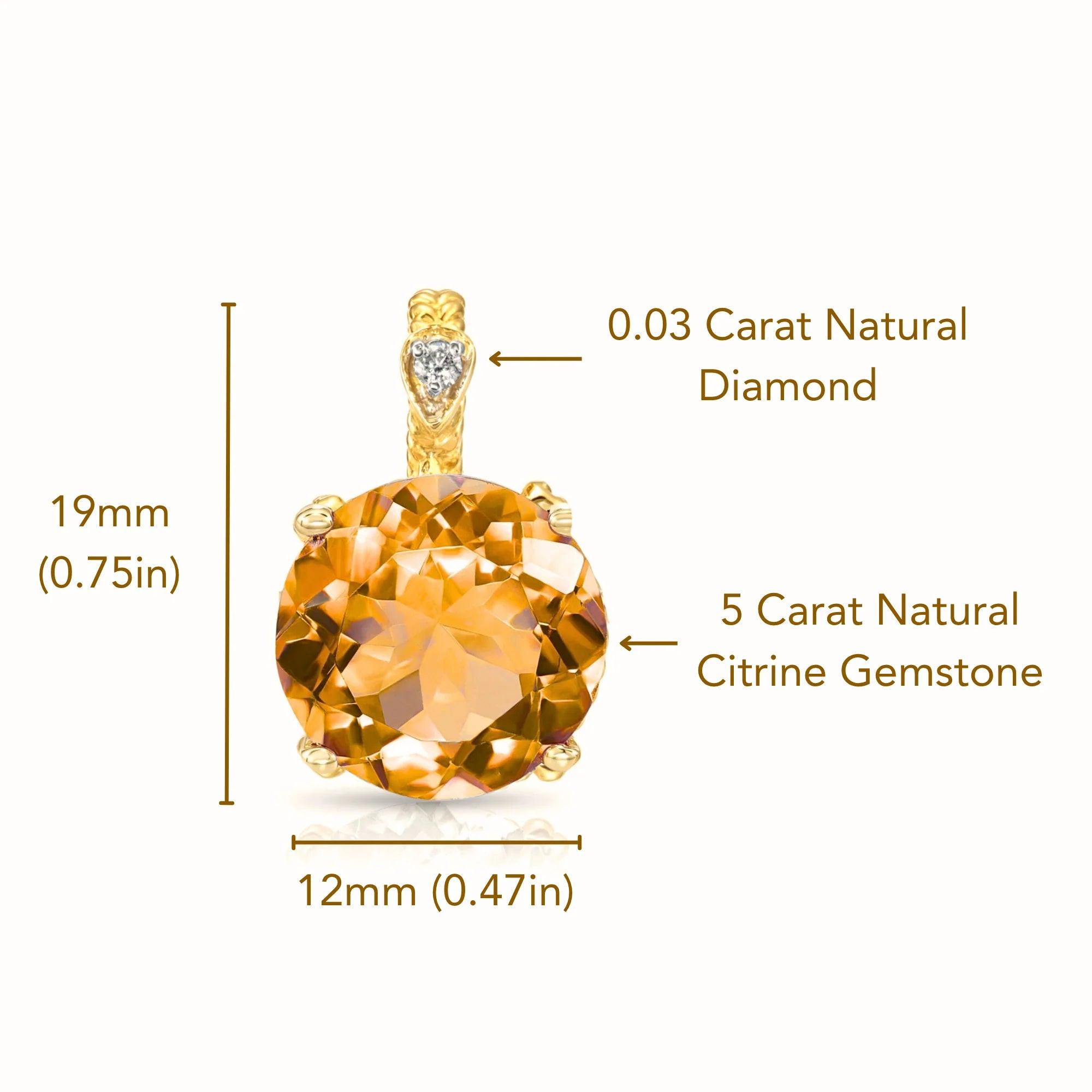 Stunning 14K Yellow Gold Citrine and Diamond Pendant Necklace.