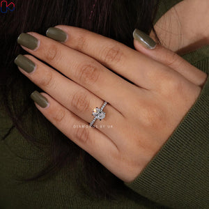 Real Oval Lab Grown Diamond Engagement Ring Oval Lab Diamond Anniversary Ring Oval Brilliant Lab Diamond Ring Oval Proposal Ring for Her