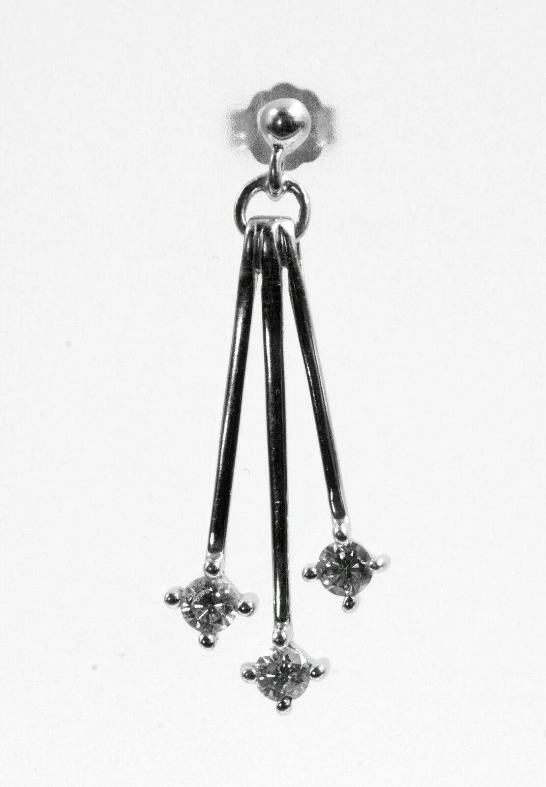 14K White Gold Diamond Dangle Earrings Multi Bar Drop