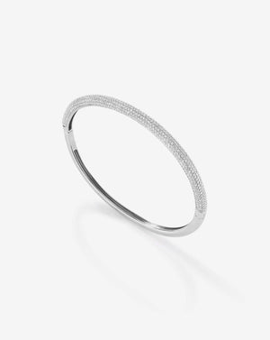 Stunning Pavé Diamond Stackable Gold Cloud Bangle for Effortless Elegance.
