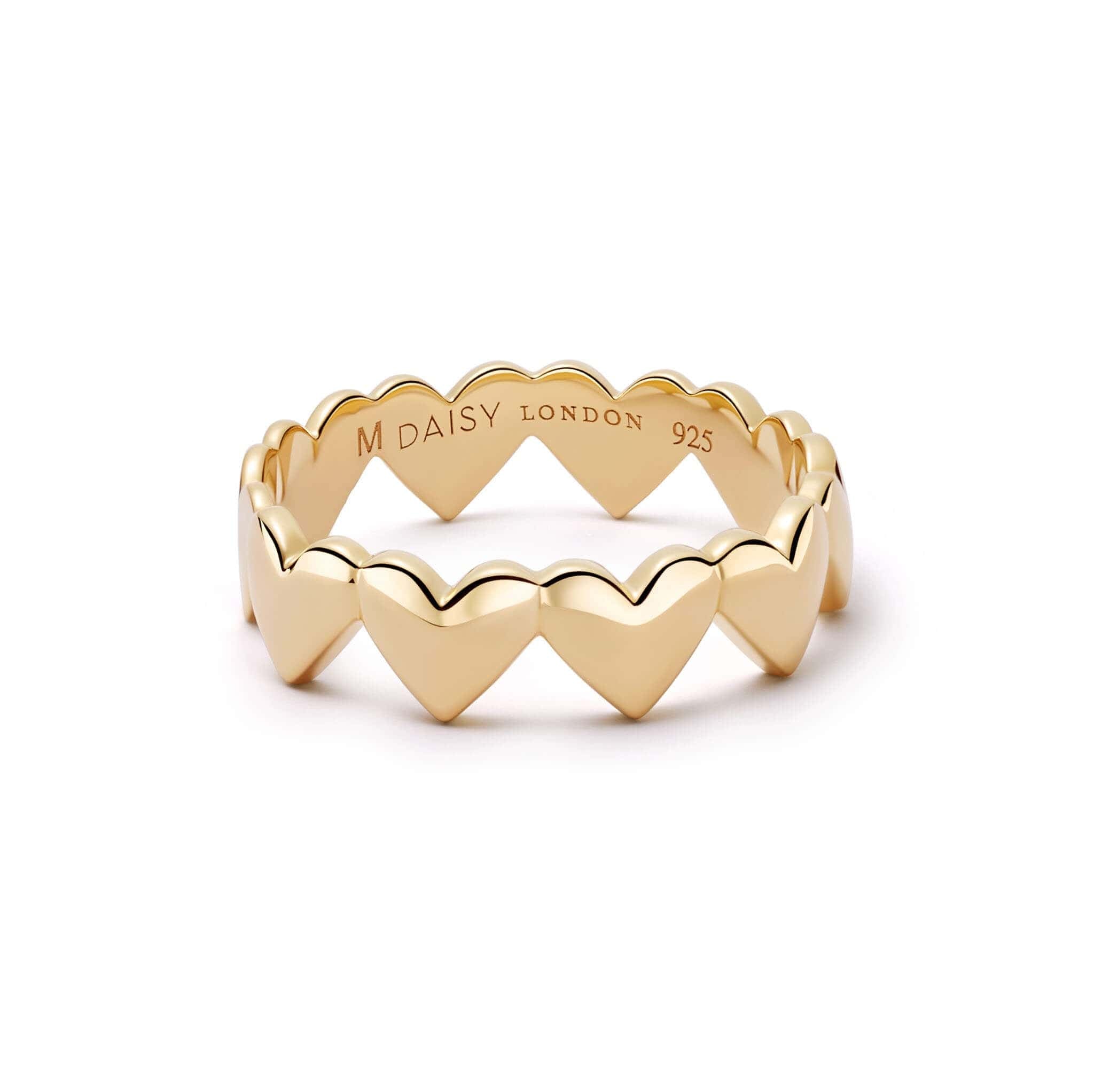 Heart Crown Band Ring 18Ct Gold Plate