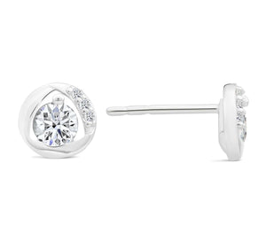 Stunning CZ Round Stud Earrings in Elegant Sterling Silver.