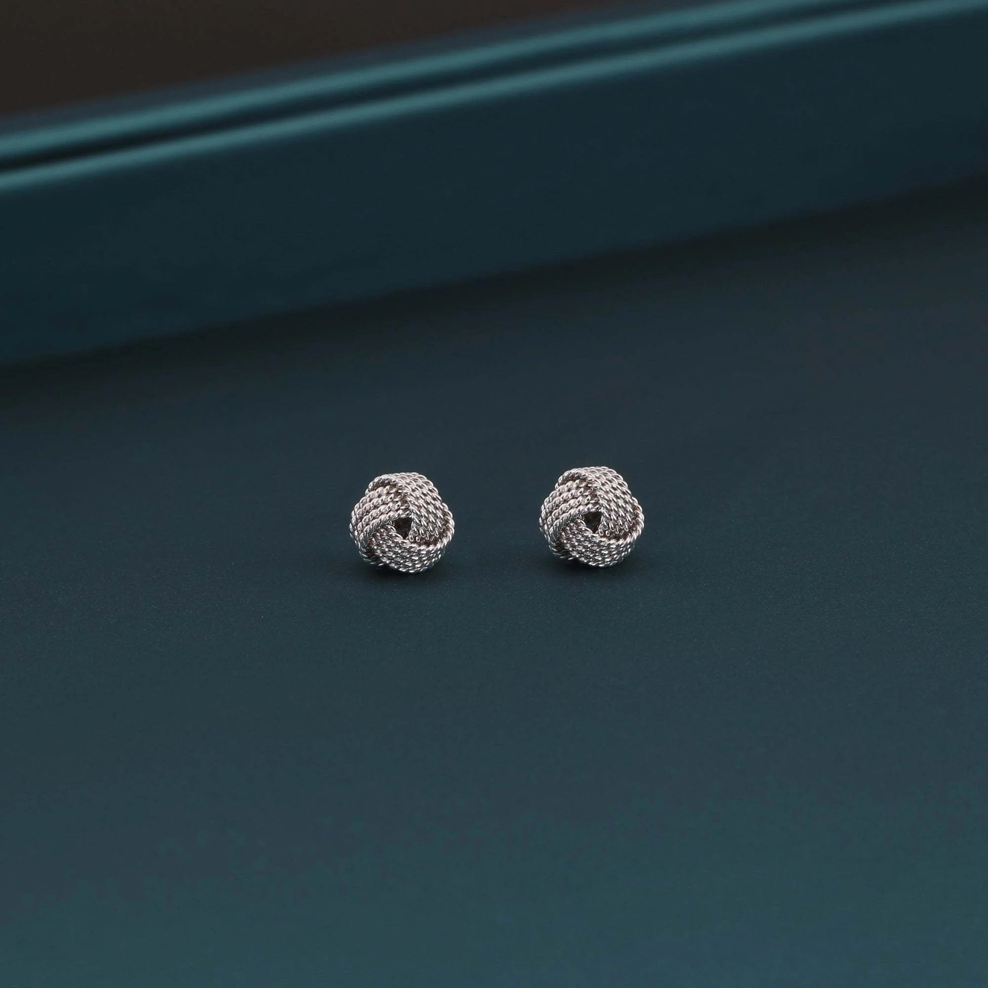 Sterling Silver Braided Love Knot Stud Earrings