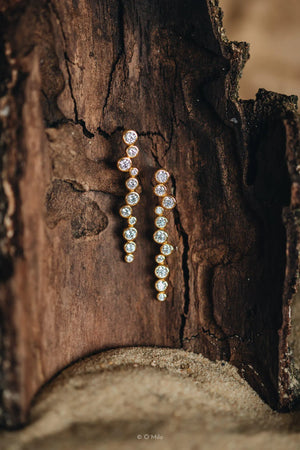 Gold Crystal Drop Wedding Earrings: CZ Diamond Dangle, Sterling Silver "ELEONORA"