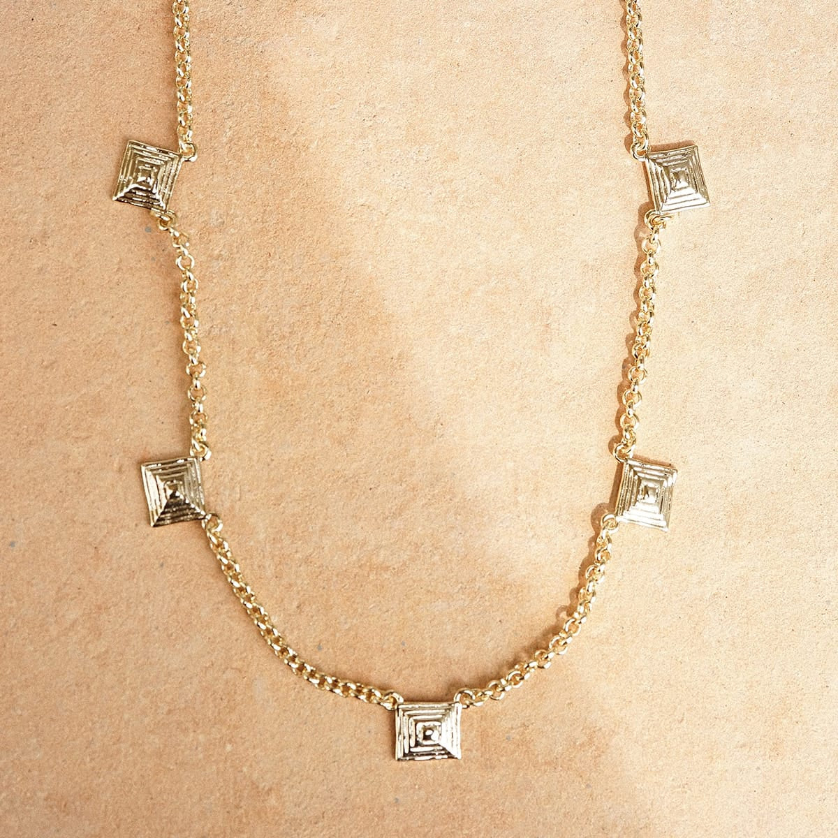 Strata Station Necklace 18Ct Gold Plate