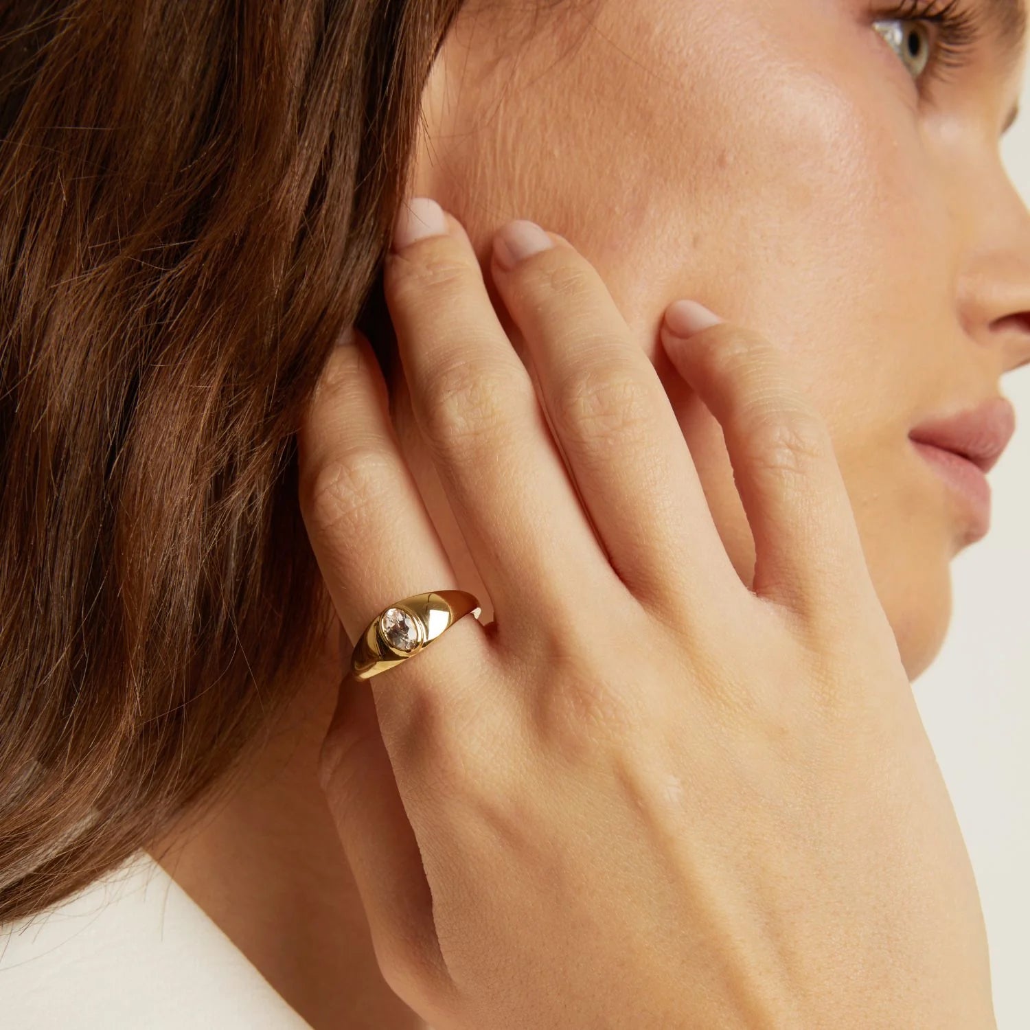 Chunky Lab Grown White Sapphire Oval Ring NikNenz™ Premium Gold & Diamonds