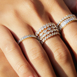 Bold Half Diamond Baguette Ring NikNenz™ Premium Gold & Diamonds