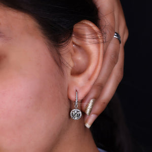 Round Diamond Dangle and Drop Earrings for Women, 1 to 2 Ct Lab Grown Diamond Earrings, Gifts for Women, Halo Diamond Earrings, Gift for Her