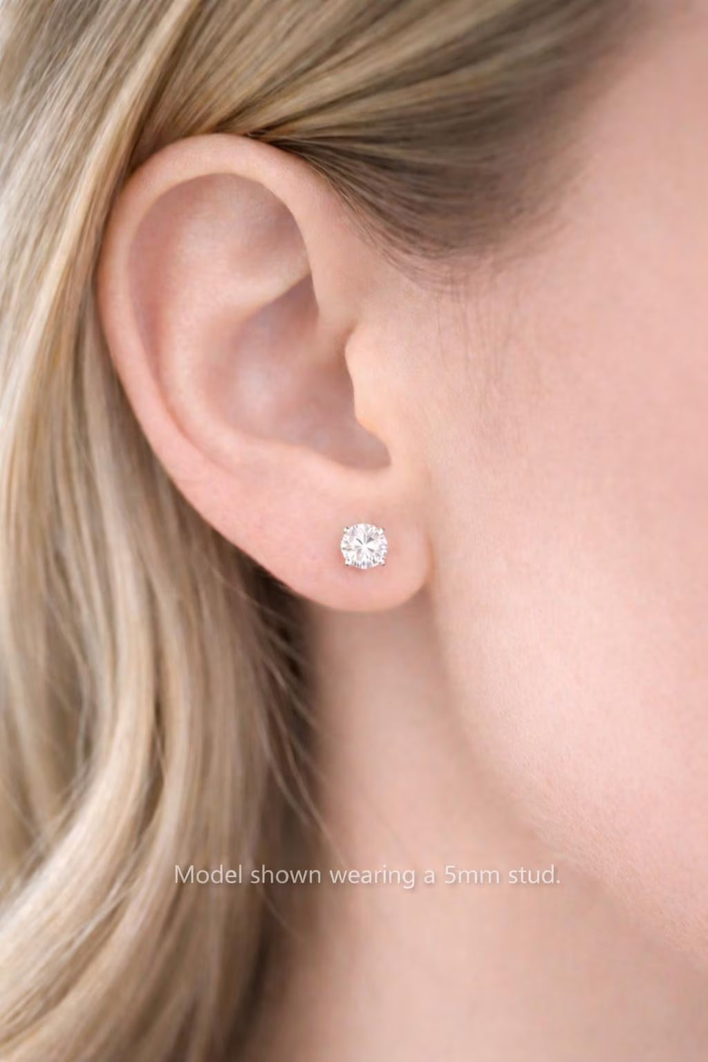925 Sterling Silver round Earrings Studs Clear Tiny Small One Pair