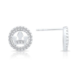 Dazzling CZ Halo Crown Stud Earrings in Sterling Silver - Barbados Elegance.