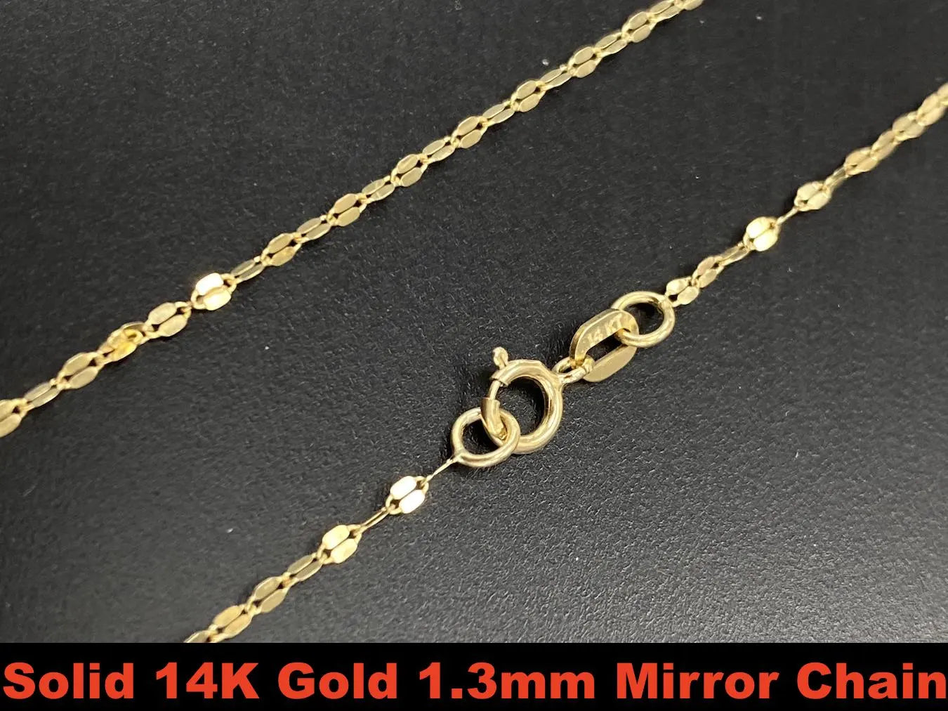 Solid 14K Gold Mirror Chain, 14K Gold Mirror Chain, Strong Dainty Stackable Layering Choker Gold Chain HIGH QUALITY, Ladies Gold Chain
