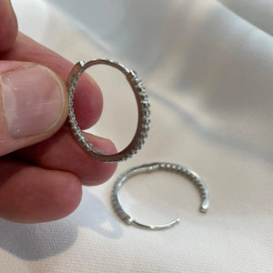 Sterling Silver CZ Hoop Earrings: 20Mm Simulated Diamond Hoops