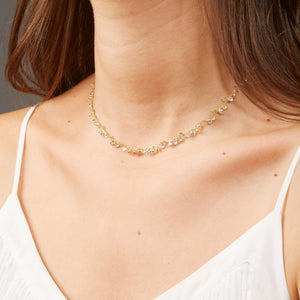 ECRIN | Dainty round Diamond Dangle Necklace, Diamond Station Bezel Necklace