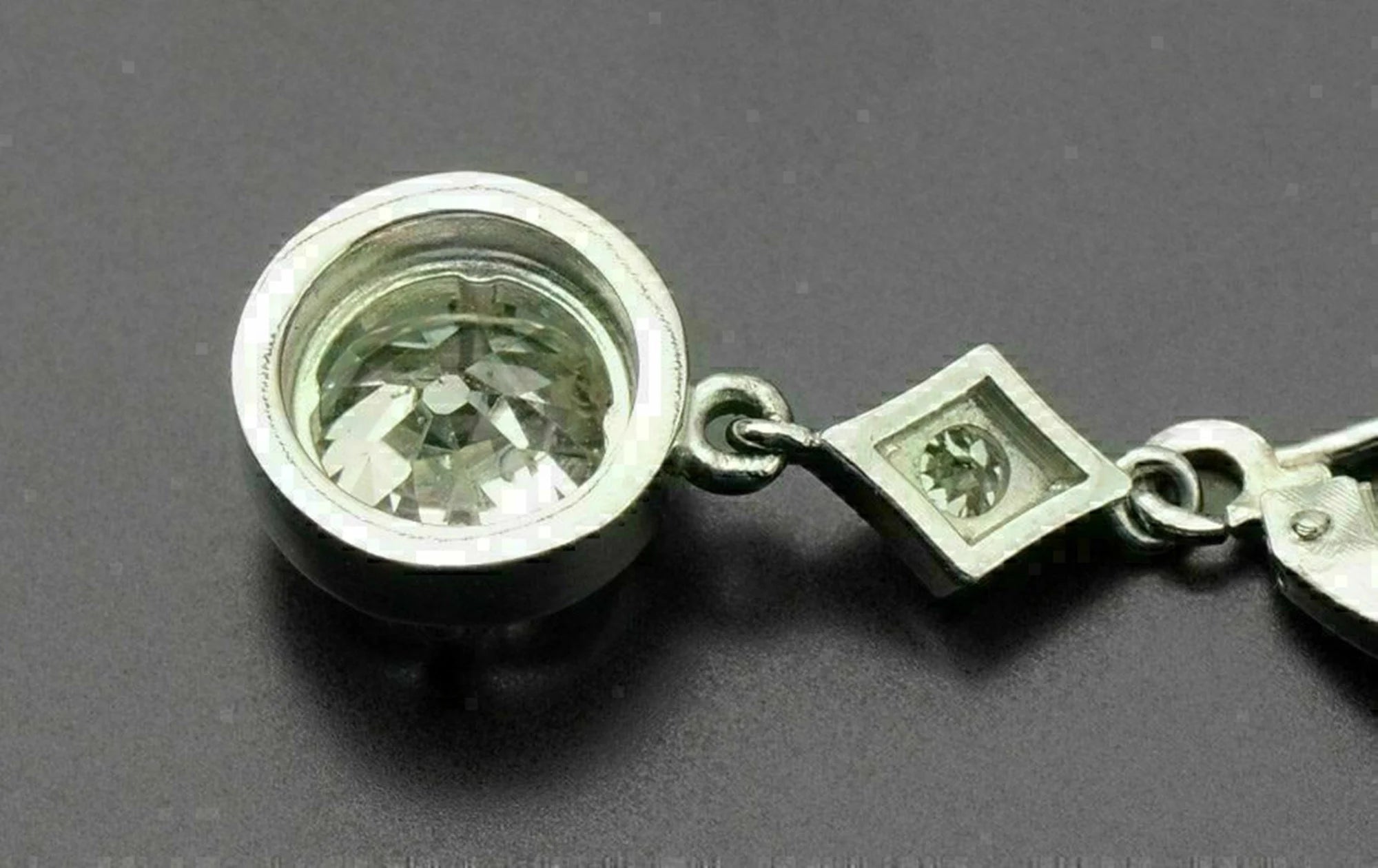 Antique Old Mine Cut & round Moissanite Diamond Dangle Earring, Vintage Two Stone Long Dangle Earring for Woman'S, Lever Back Drop Earring