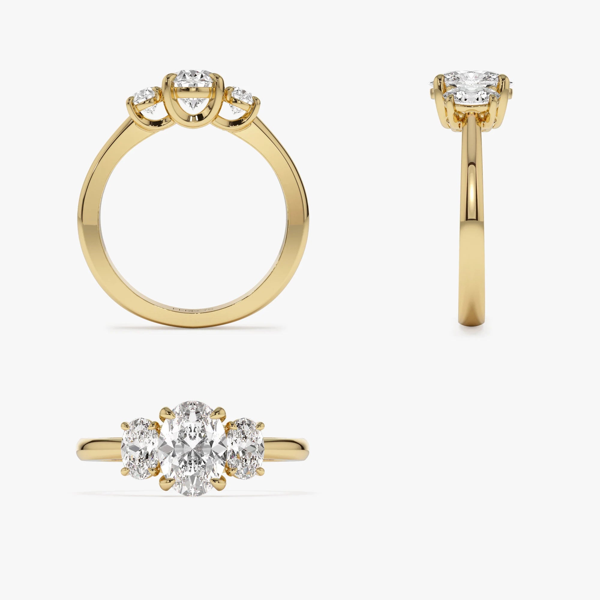 Engagement Ring Oval Shape, 1.50 Ctw 14K Gold Oval Shape Lab-Grown Diamond Three Stone Engagement Ring, Minimalist Wedding Ring, Serena