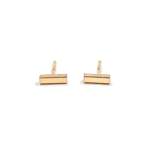 Stunning 14K Solid Gold Bar Stud Earrings - Dainty Matte Minimalist Design, Available as Single or Pair.