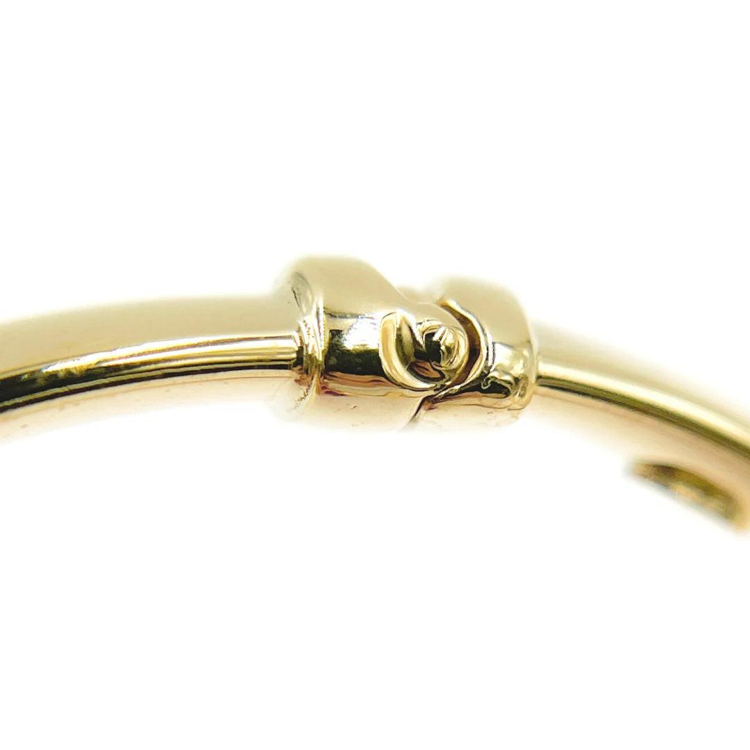 Elegant 14K Solid Gold Hinged Bangle Bracelet - 7 Inch Hollow Smooth Stackable Design.