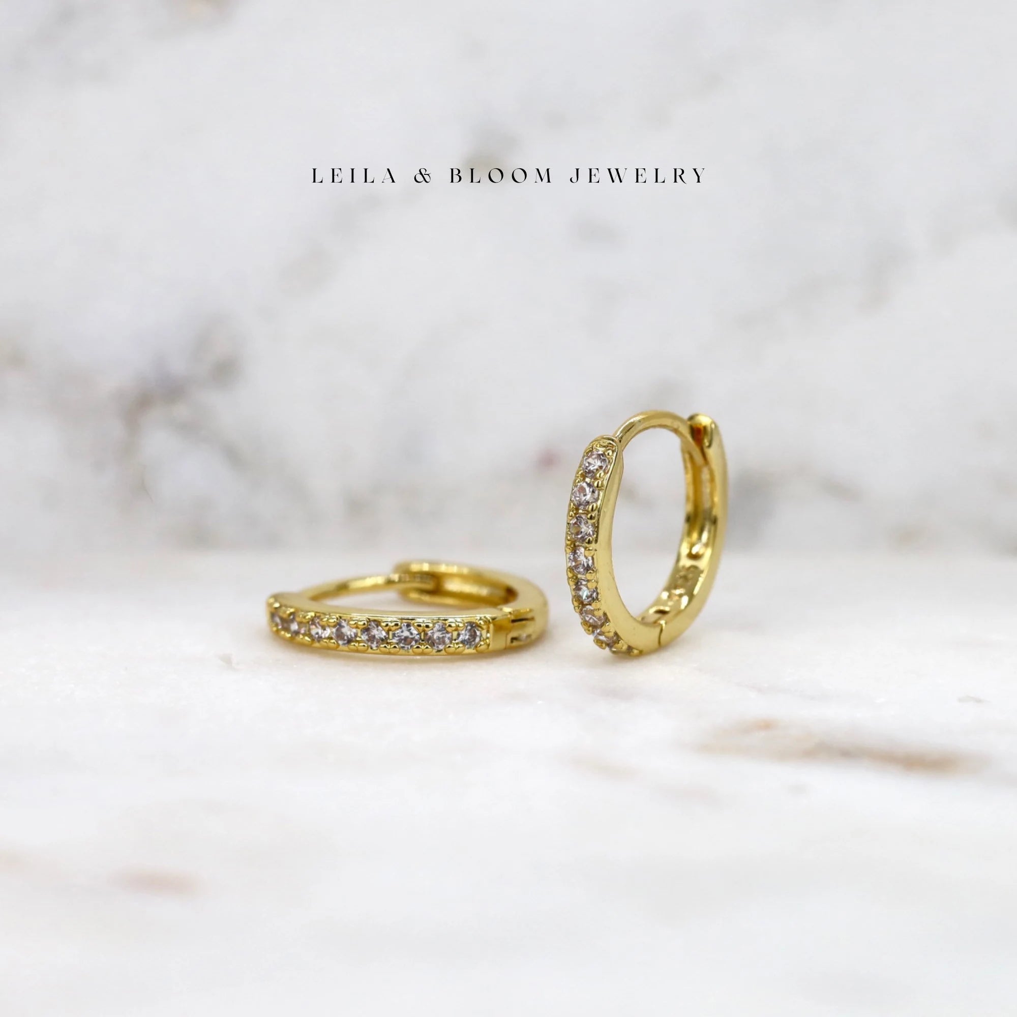 Gold Huggie Hoop Earrings | Dainty Pave Small Hoops | 18K Gold Filled | Gift for Her | Conch Helix