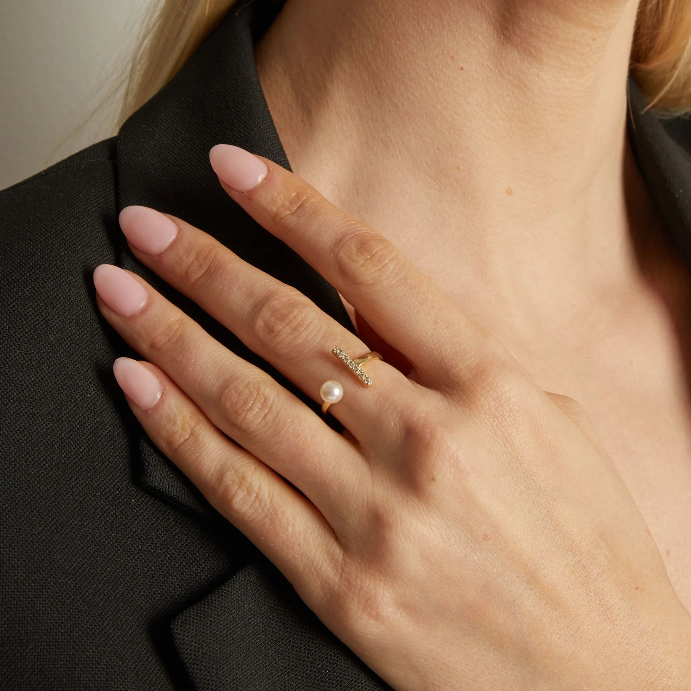 Archival Open Pearl Ring NikNenz™ Premium Gold & Diamonds