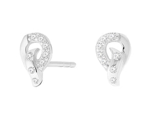 Elegant CZ Teardrop Stud Earrings in Sterling Silver.