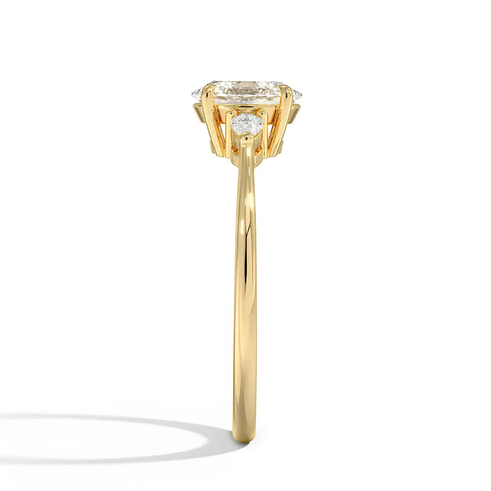 1.5 Ct IGI Certified Diamond VS1/F Oval Cut Three Stone Engagement Ring 14K Solid Gold
