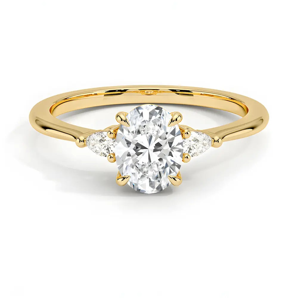 1.5 Ct IGI Certified Diamond VS1/F Oval Cut Three Stone Engagement Ring 14K Solid Gold