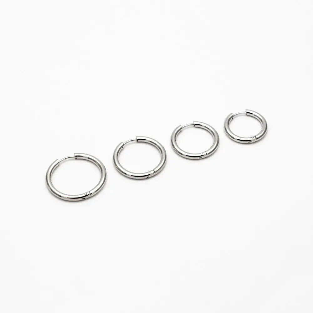 10 Pcs Gold & Silver Stainless Steel Huggie Hoop Earrings - 2.5mm Thick, 13-30mm Sizes.