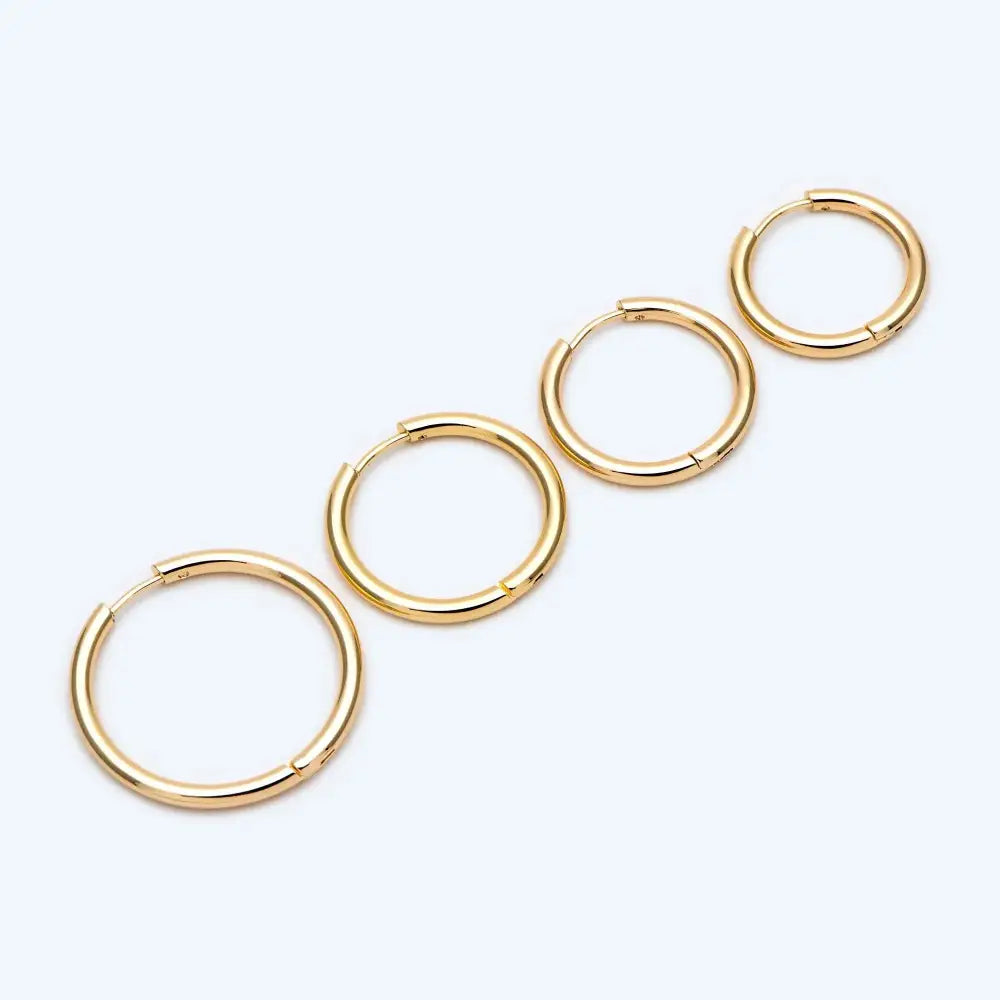 10 Pcs Gold & Silver Stainless Steel Huggie Hoop Earrings - 2.5mm Thick, 13-30mm Sizes.