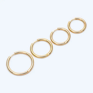 10 Pcs Gold & Silver Stainless Steel Huggie Hoop Earrings - 2.5mm Thick, 13-30mm Sizes.