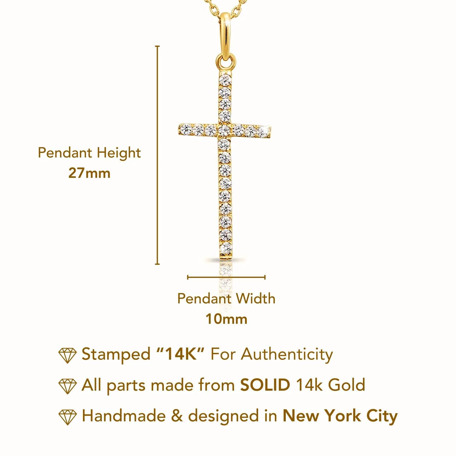 Stunning 14K Yellow Gold Cross Pendant Necklace with 18" Cable Chain.