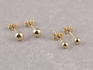 14K Solid Gold Minimalist Round Ball Stud Earrings - 4mm, 7mm, & 8mm Options.