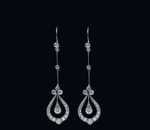 Long Drop Party Wear Earring, round Cut Moissanite Diamond Dangle Drop Earring, Art Nouveau Style Earring, Lever Back Earring, Birthday Gift