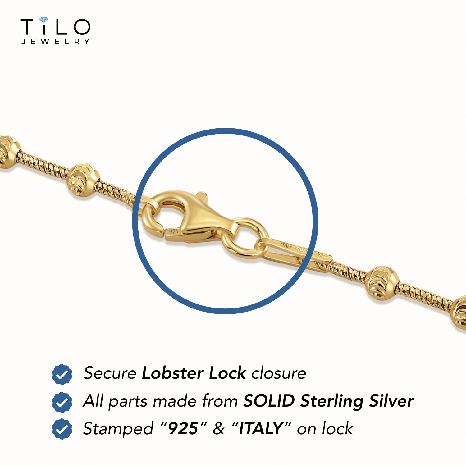 Sterling Silver Gold Plated Diamond-Cut Moon Bracelet