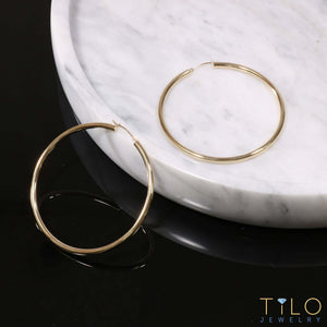 Stunning 14K Yellow Gold Large Hoop Earrings - Bold & Classy 1.75 Inch Design.