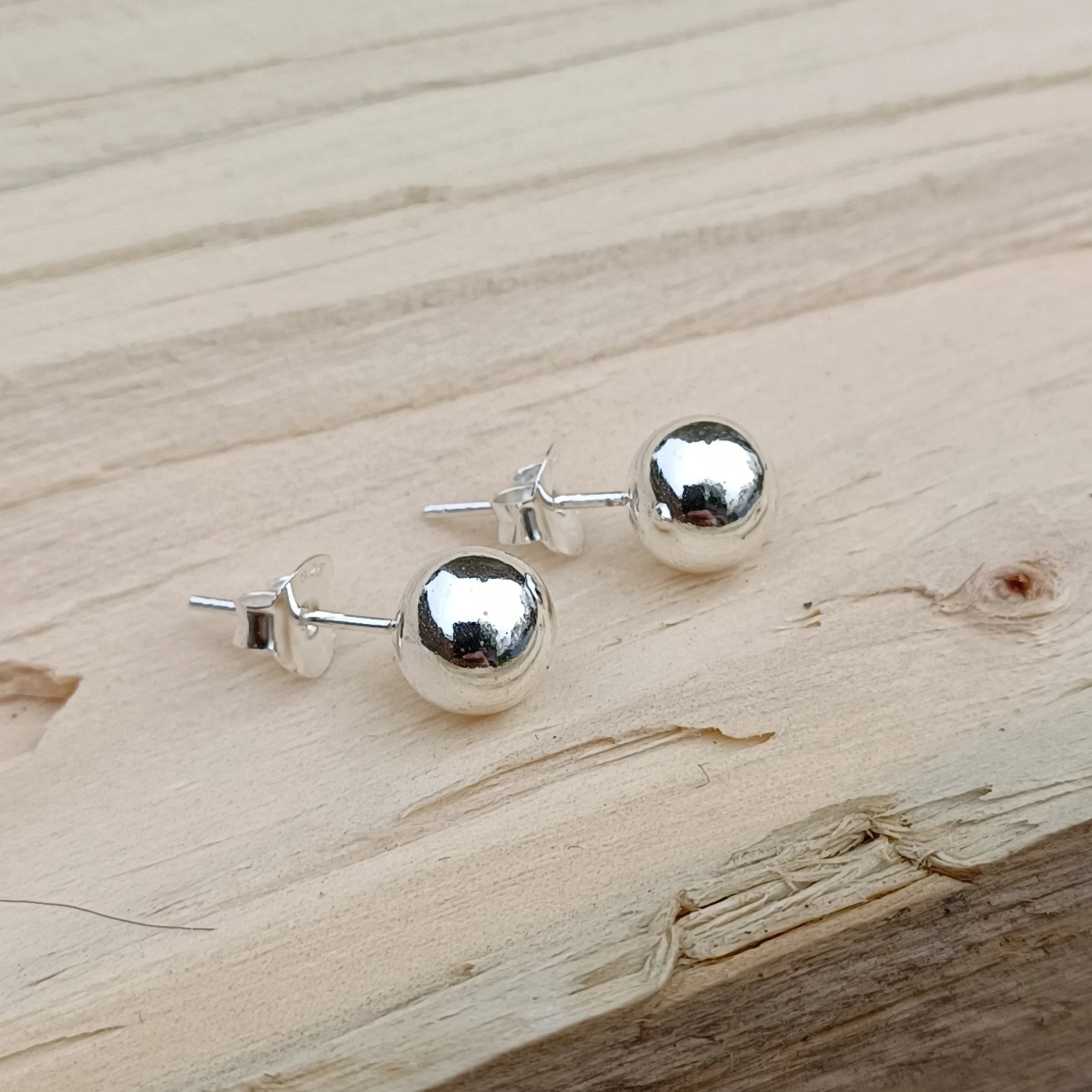 Sterling Silver 8Mm Ball Stud Earrings