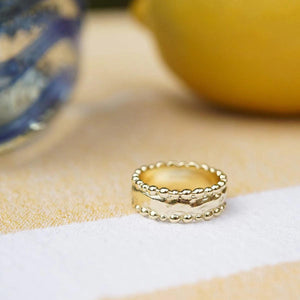 Stunning 18Ct Gold-Plated Amulet Band Ring.