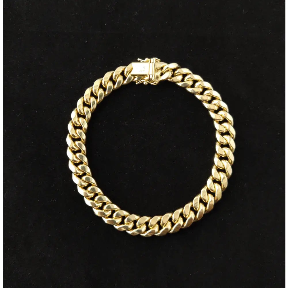 10K Real Gold Miami Cuban Chain Bracelet , 10K Yellow Gold 3-11.5 Mm Men and Women,10K Gold Chain,10K Real Gold Miami Cuban Bracelet