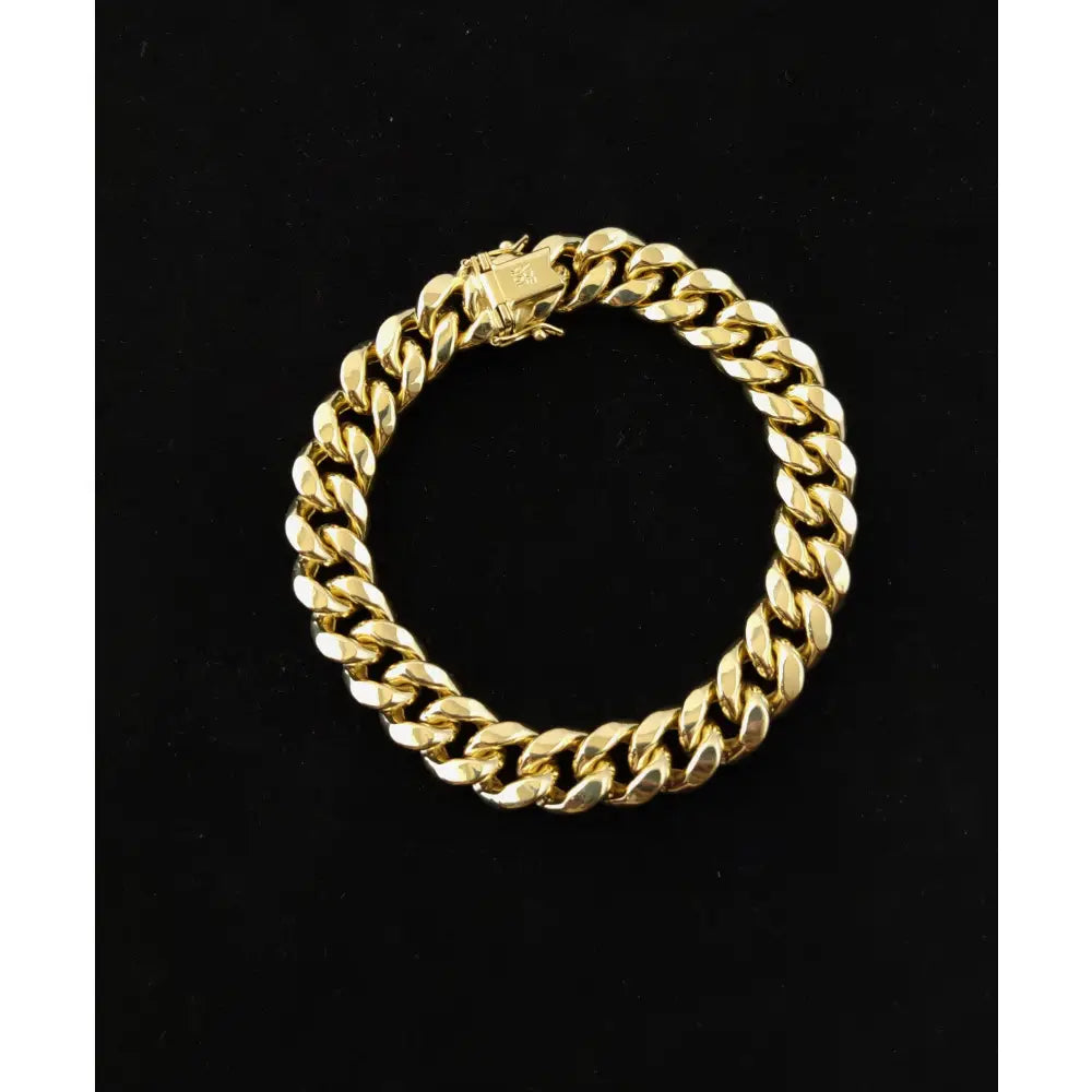 10K Real Gold Miami Cuban Chain Bracelet , 10K Yellow Gold 3-11.5 Mm Men and Women,10K Gold Chain,10K Real Gold Miami Cuban Bracelet